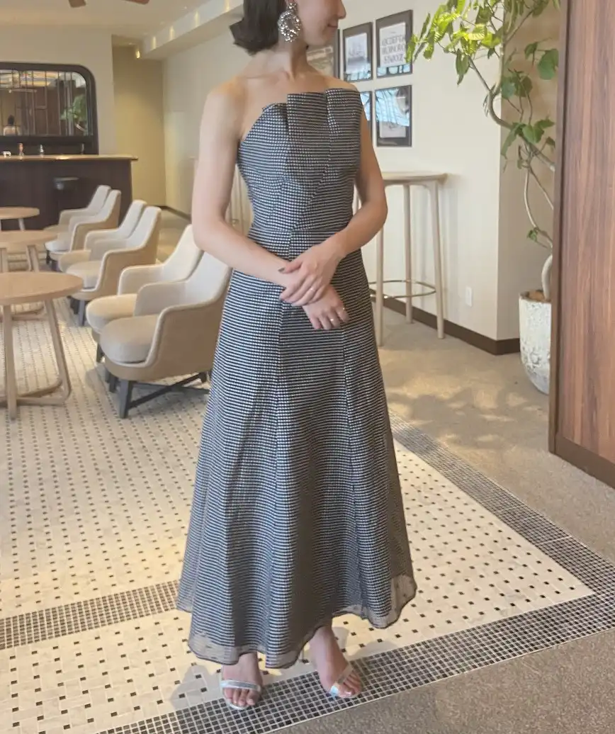 フルチェックセミＡラインベアドレス-ブラック-Mサイズ