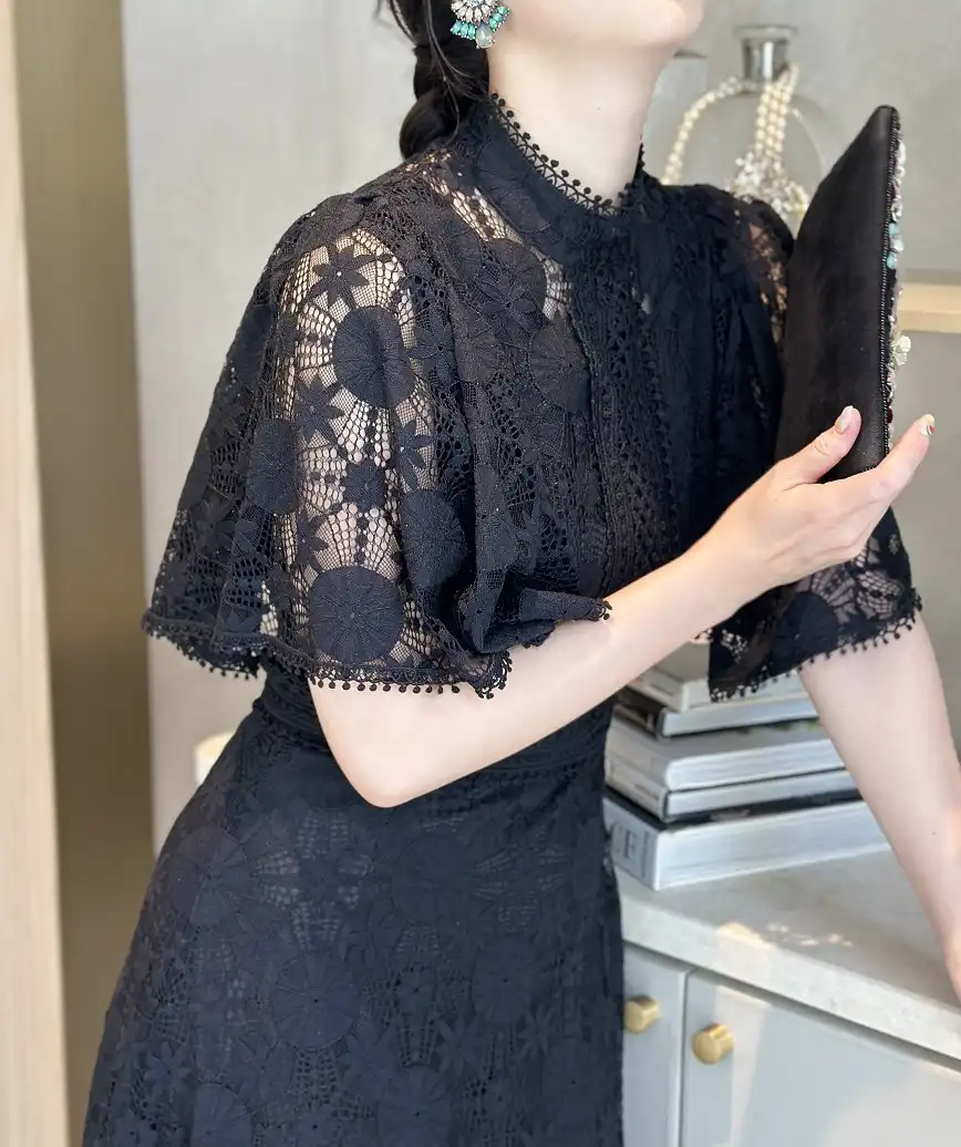 レースケープソフトマーメイドドレス-ブラック-Mサイズ