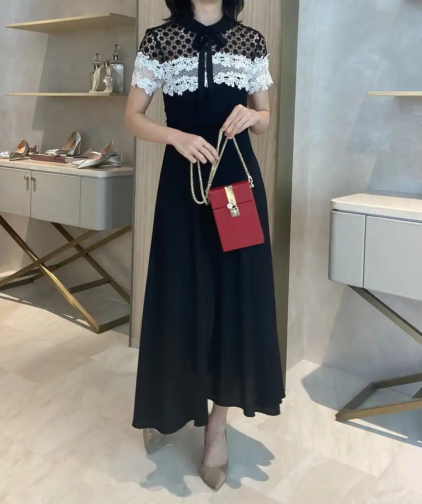 ボウタイレースブロッキングAラインドレス-ブラック-Sサイズ