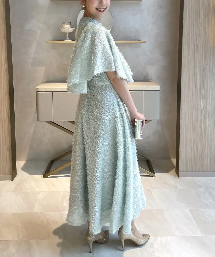 OGフリンジレースケープドレス-グリーン-Sサイズ