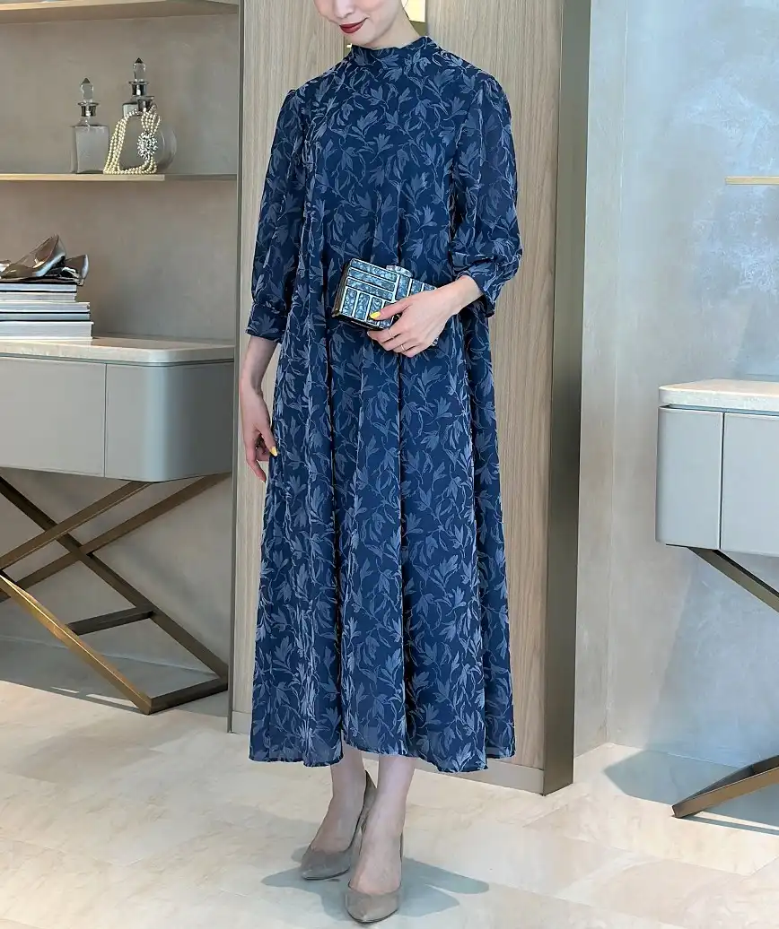 OGジョーゼットフラワーテントラインドレス-ブルー-Mサイズ