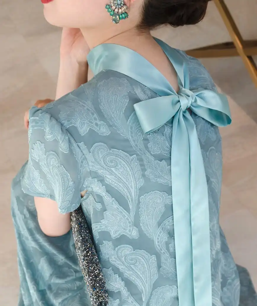 OGボタニカルスタンドネックドレス-グリーン-Fサイズ