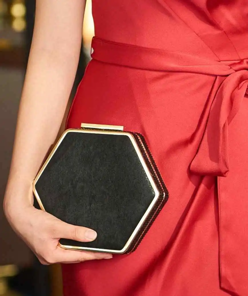 Hexagon Black Clutch bag