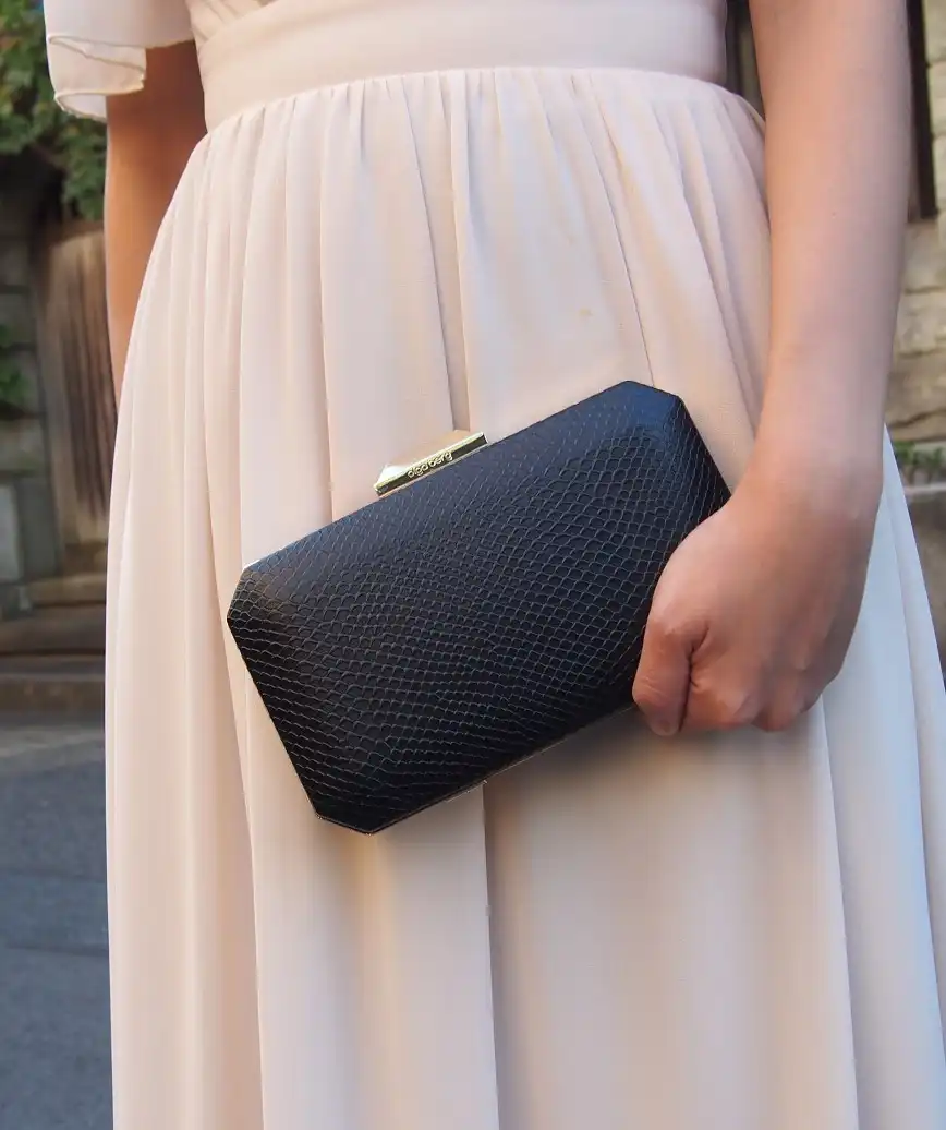 Leather Square Black Clutch bag