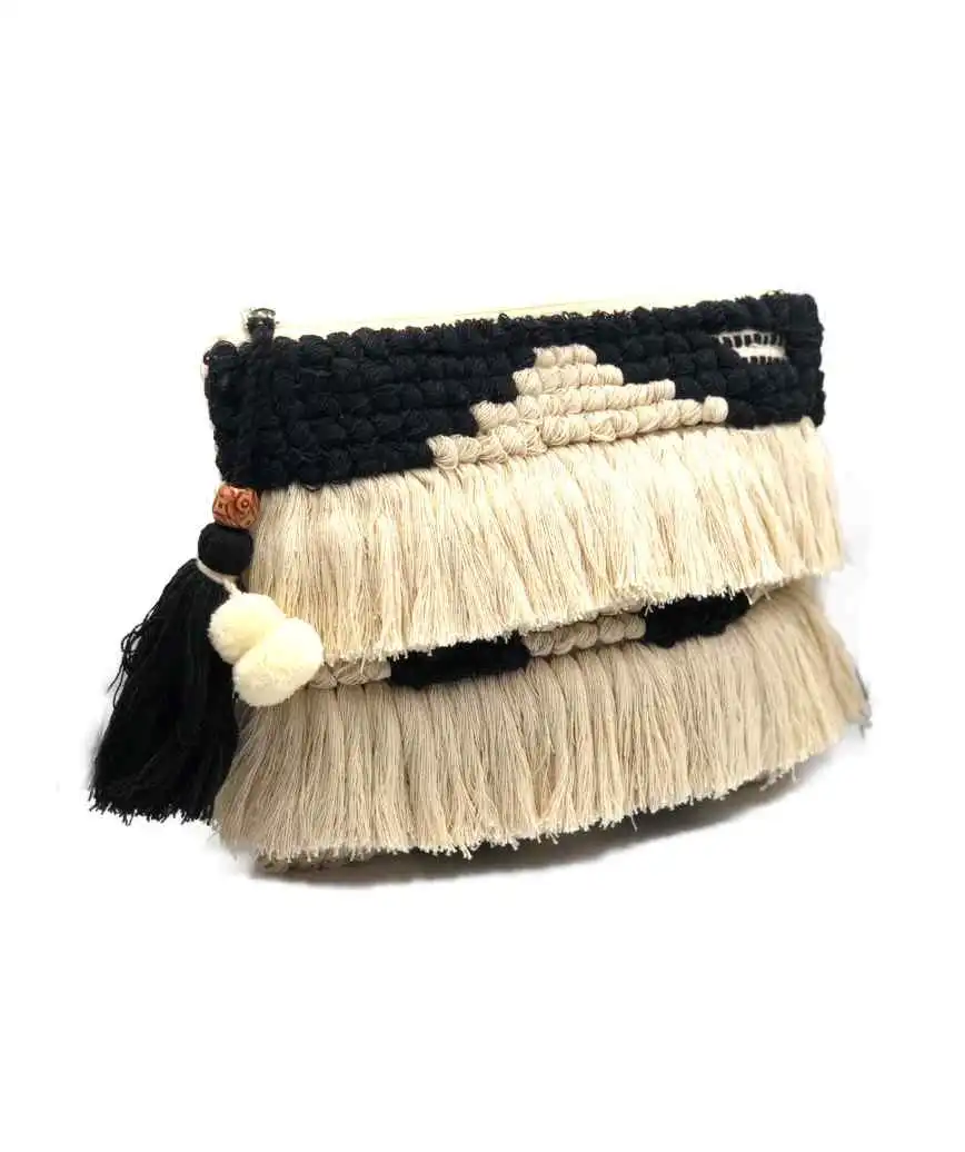 Fringed Cloth clutch bag