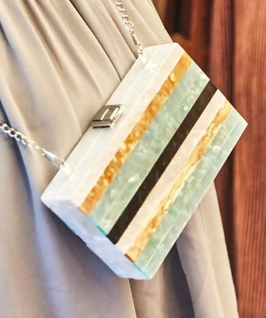 Blue Stripe Box Clutch bag