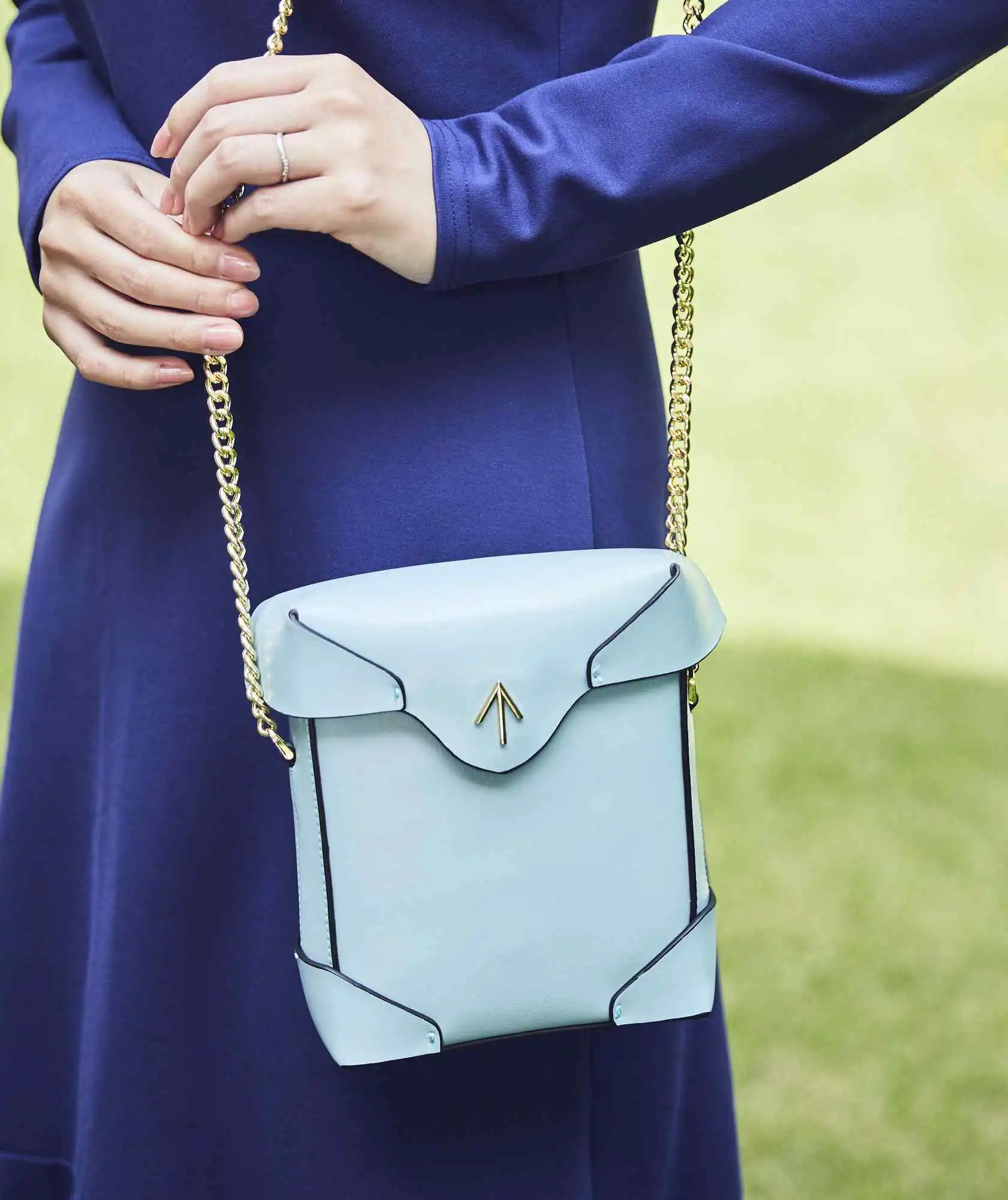 Blue Leather Box Clutch bag