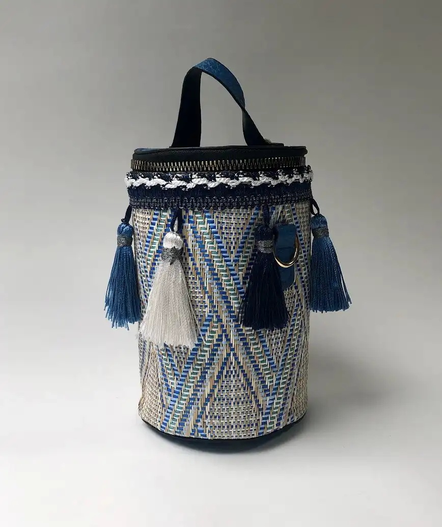 Fringe Column bag－Blue