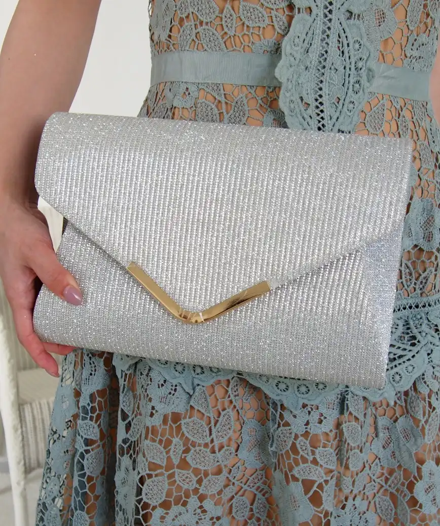 top swaro cluth bag - silver