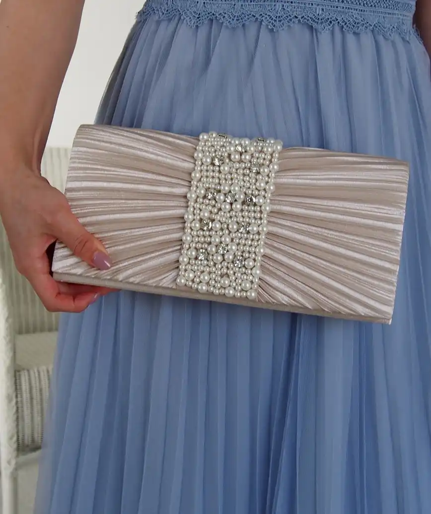 ribbon shirring cluth bag - gold