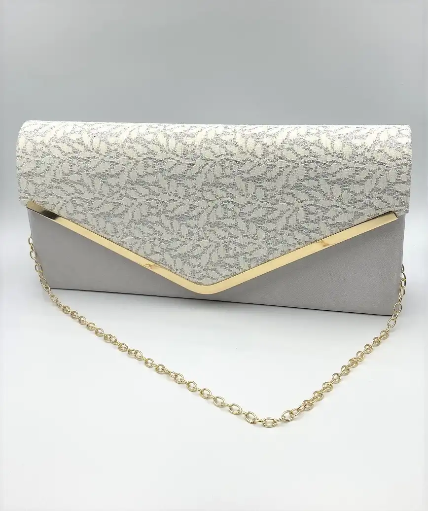 top design lame cluth bag - silver
