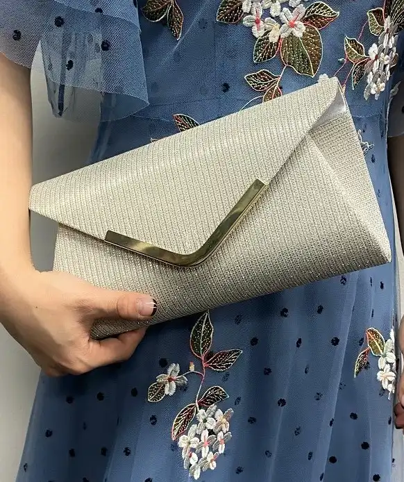 top satin circle cluth bag - silver
