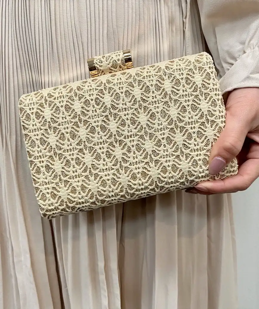 Full pattern cluth bag - white