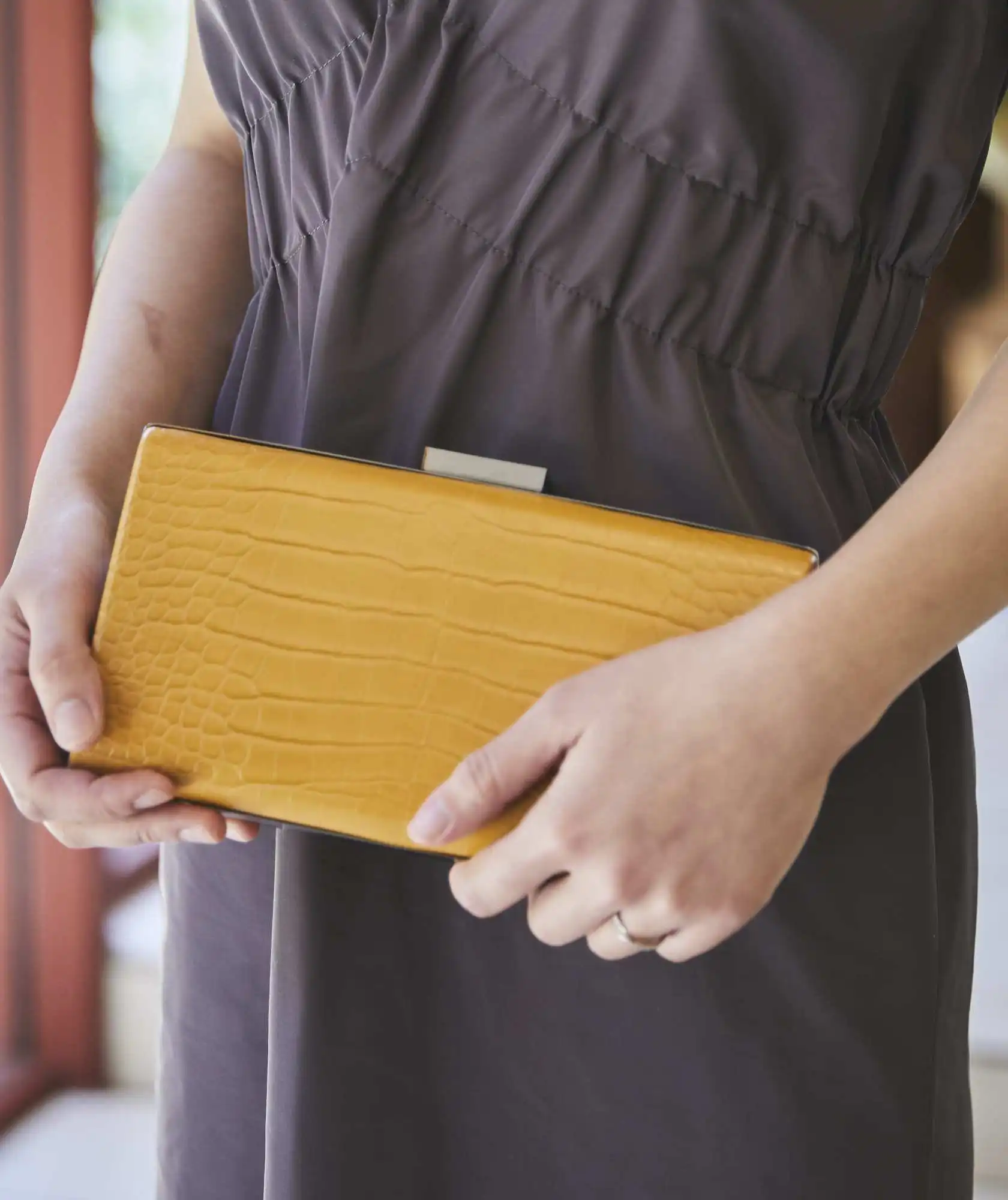 Yellow Leather Clutch bag