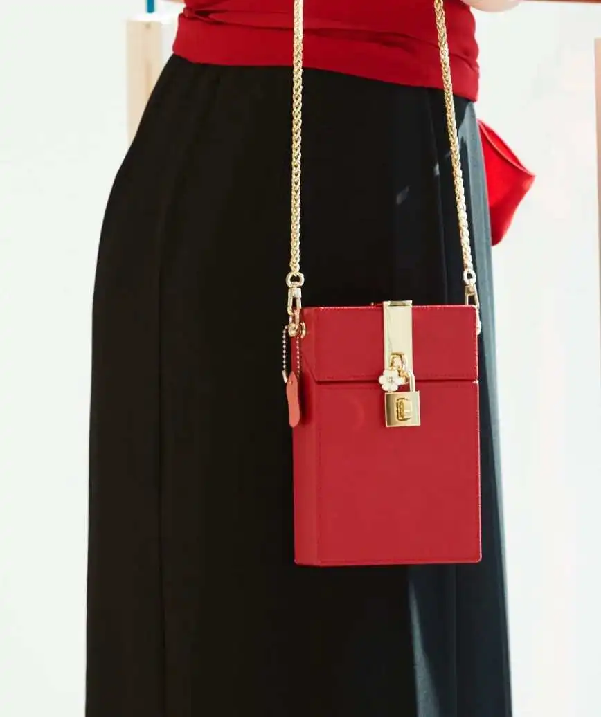 Red Leather Box Clutch bag