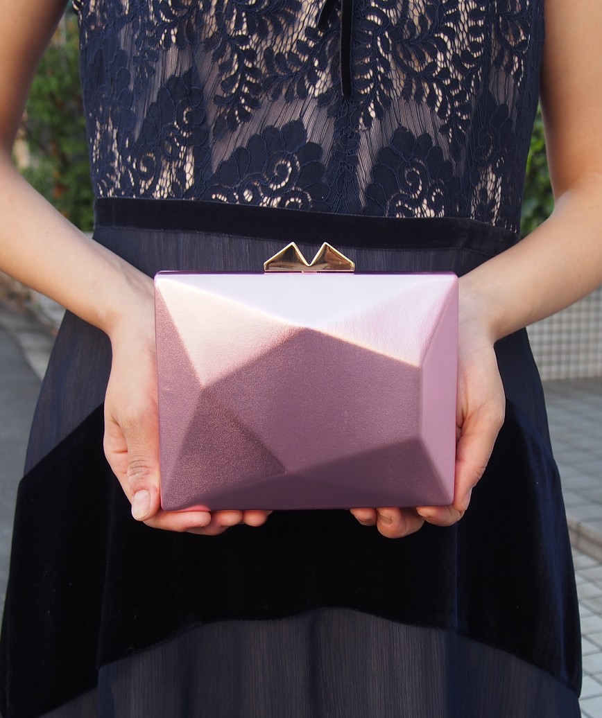 Geometric Faux Leather Clutch bag-Pink