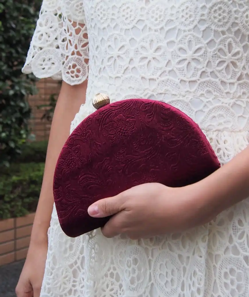 Velour Semicircle Cluth bag－Red