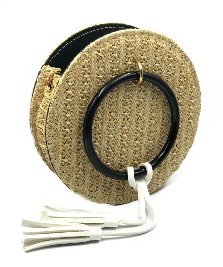 Round Straw Crossbody bag - Natural