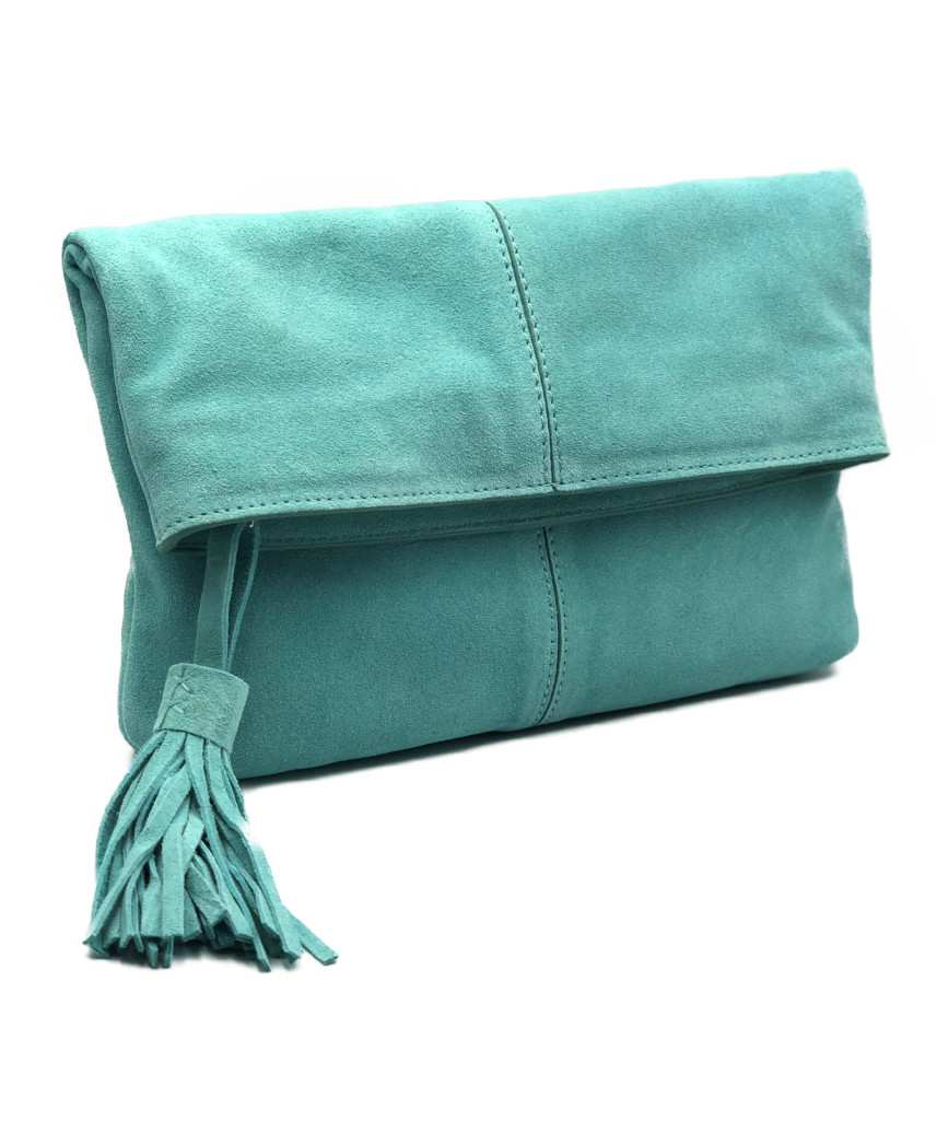 Suede fold clutch bag - Green