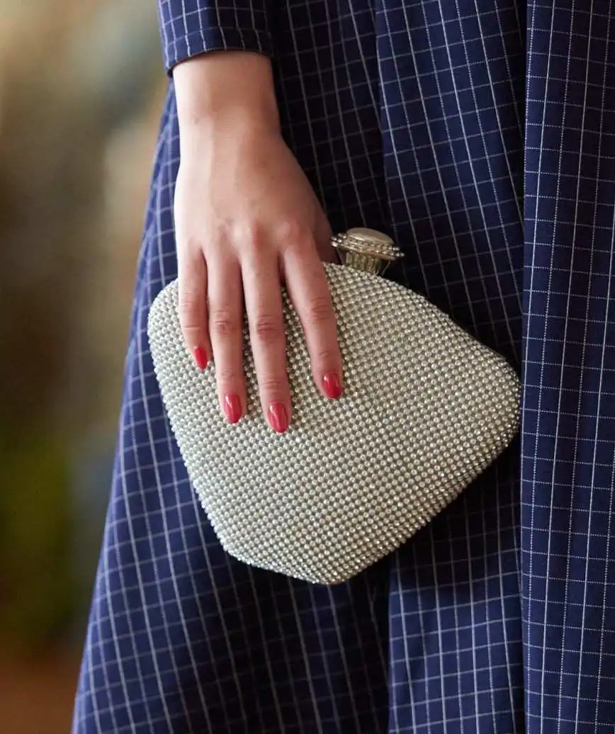 Crystal Silver Clutch bag