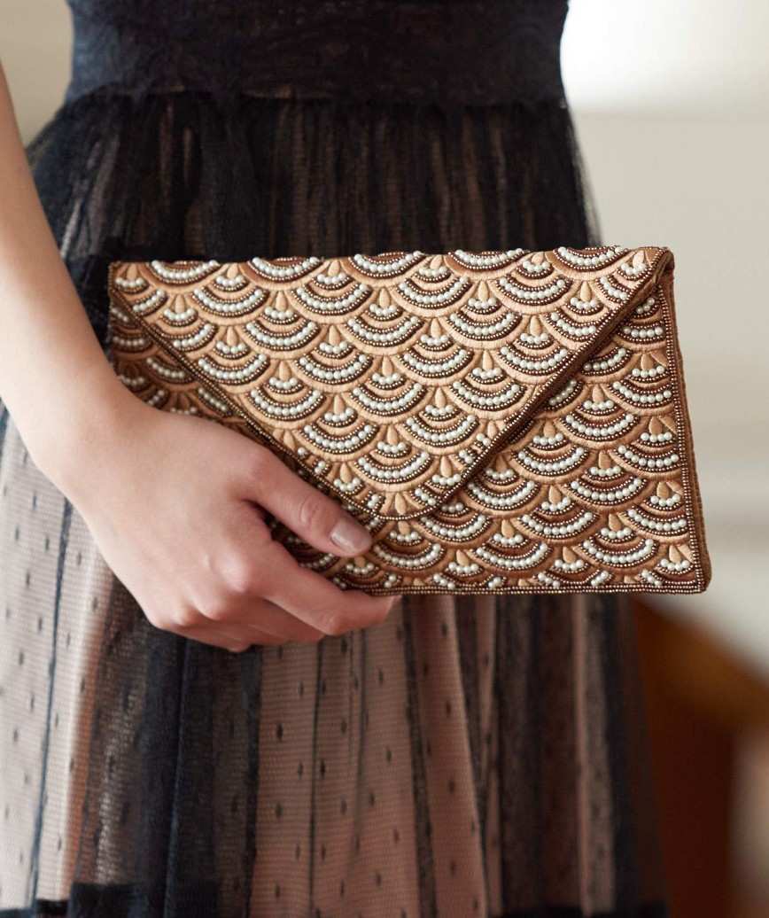 Gold Pattern Later Clutch bag