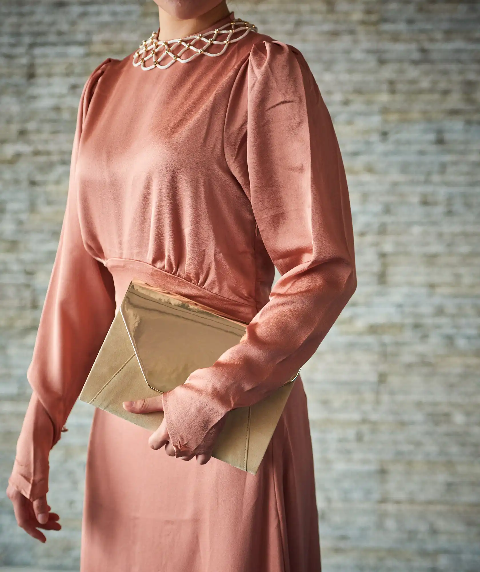 Two tone Gold Clutch bag