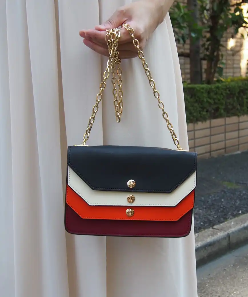 Three color Leather Clutch bag