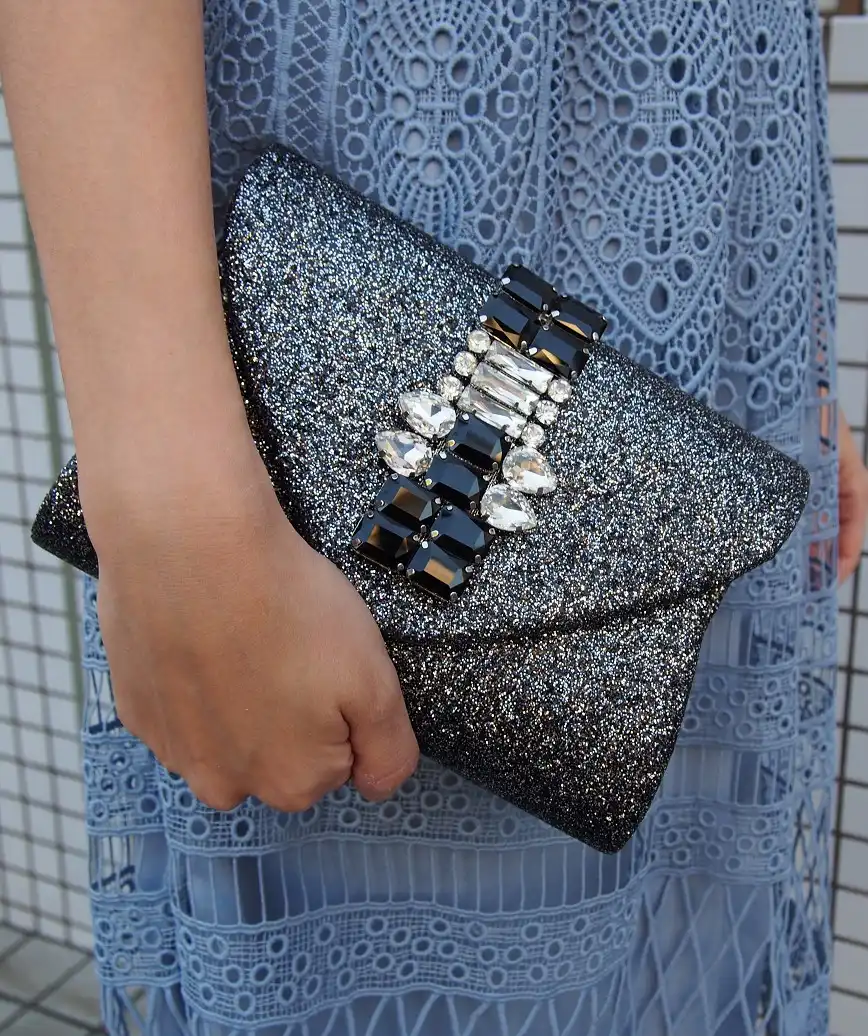 Bijou Silver Lame Cluth bag