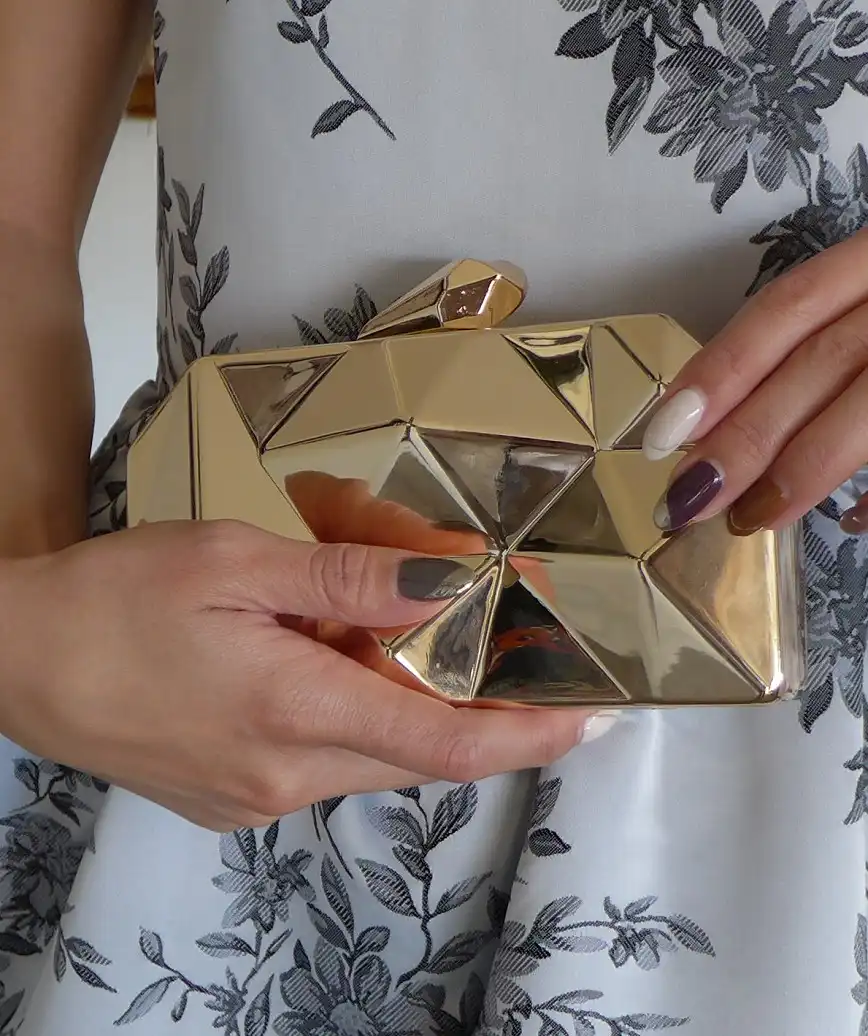 Dimensional Gold cluth bag