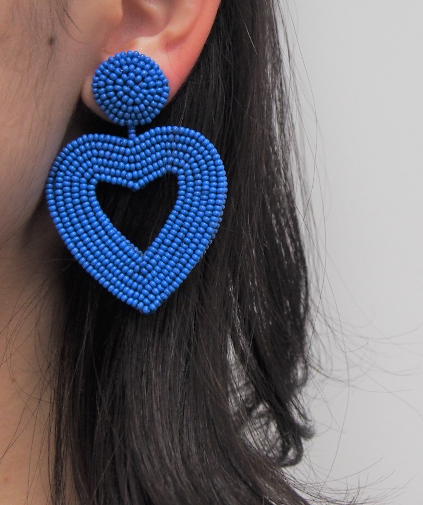 Vionnet Heart Drop Earrings-Blue