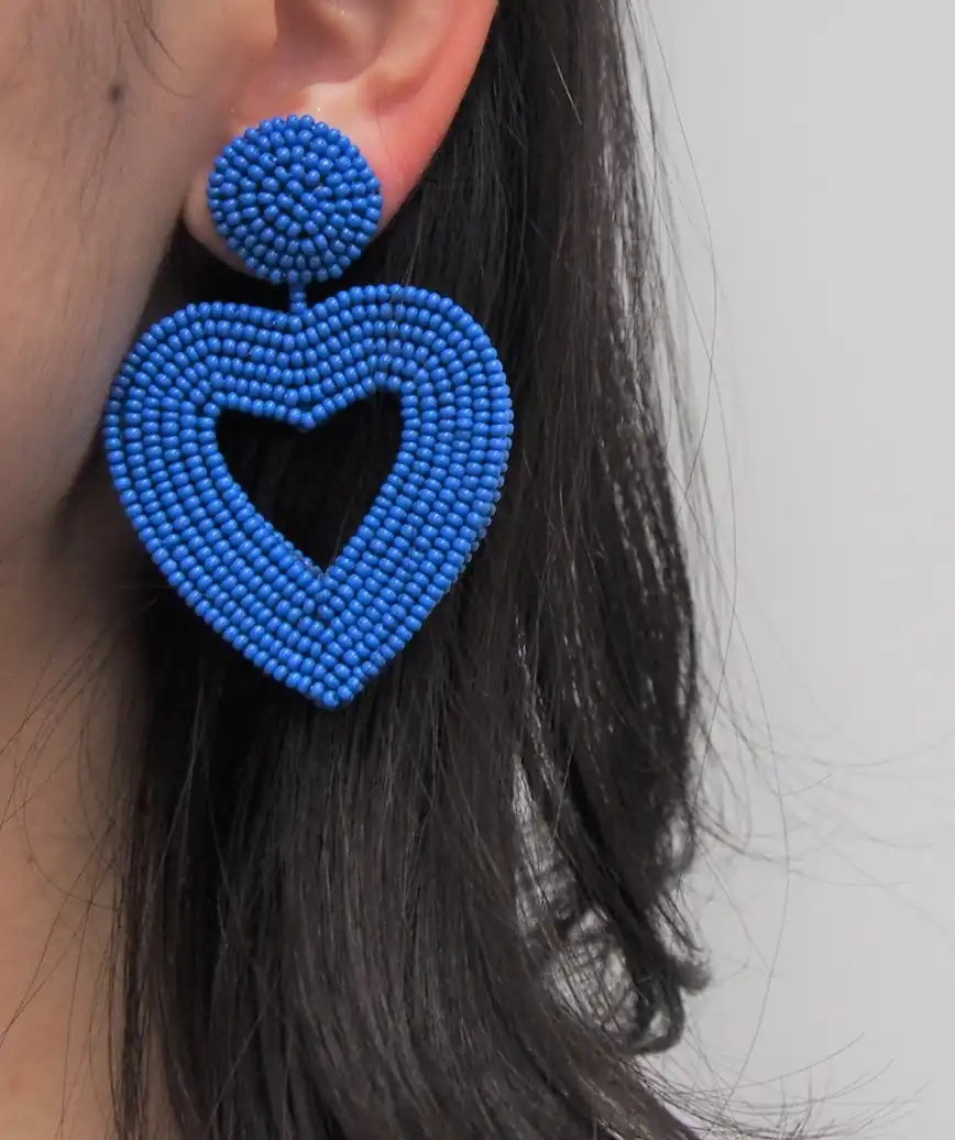 Vionnet Heart Drop Earrings-Blue