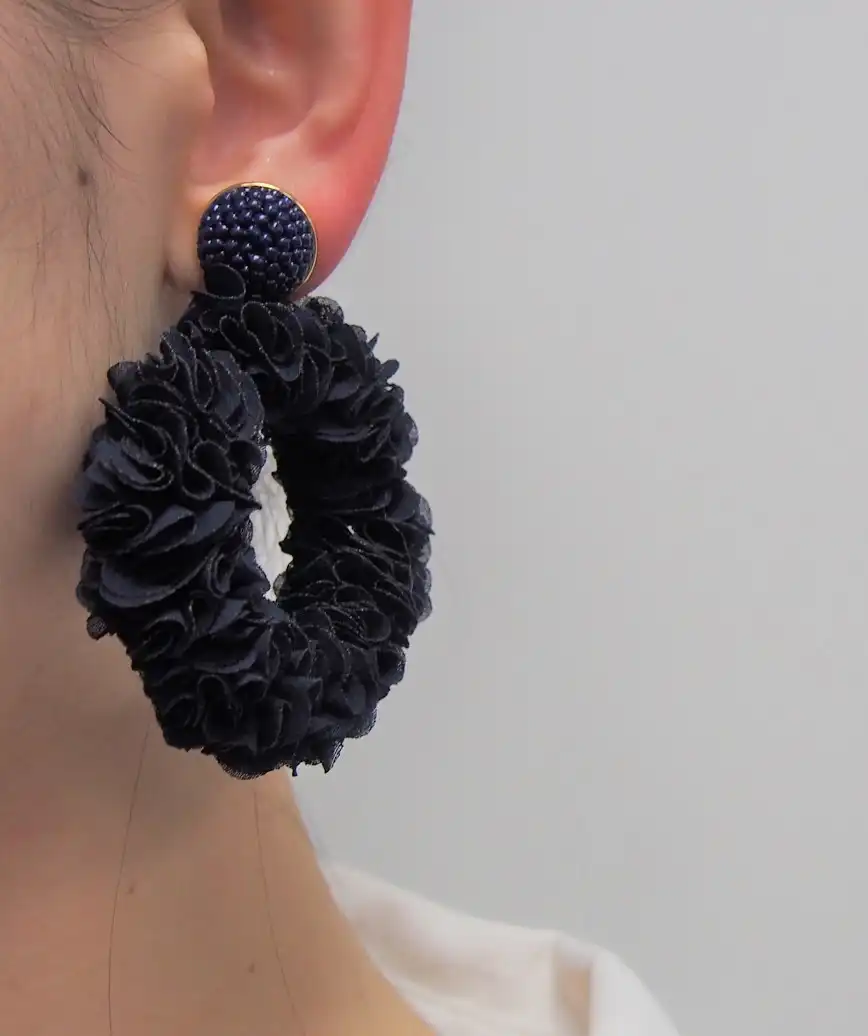 Navy Big motif Earrings