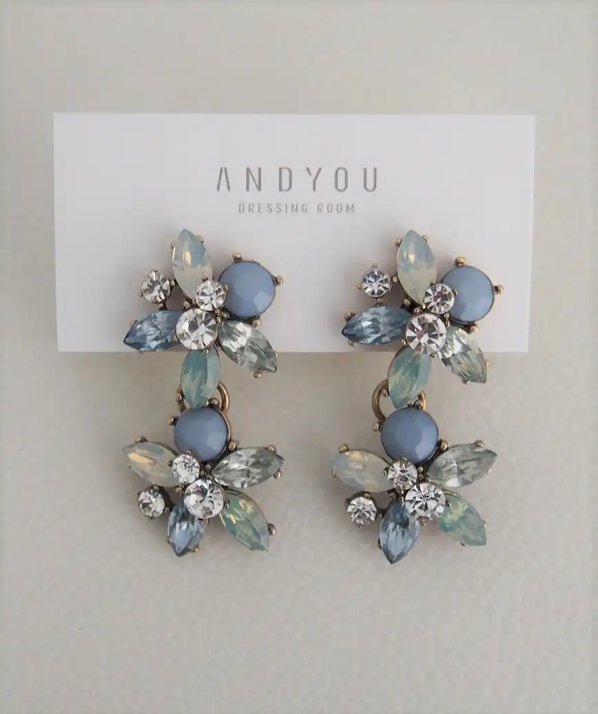 Blue bijou flower Earrings