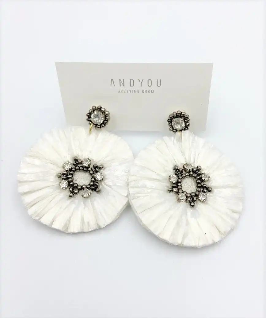 White polyethylene circle Earrings