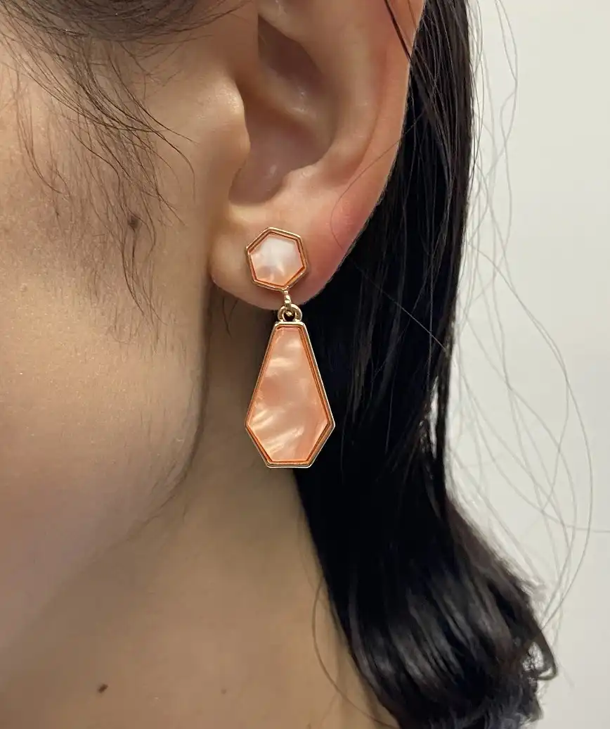 Pink stone drop Earrings