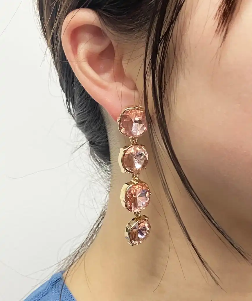 4chain circle bijou Earrings - Pink