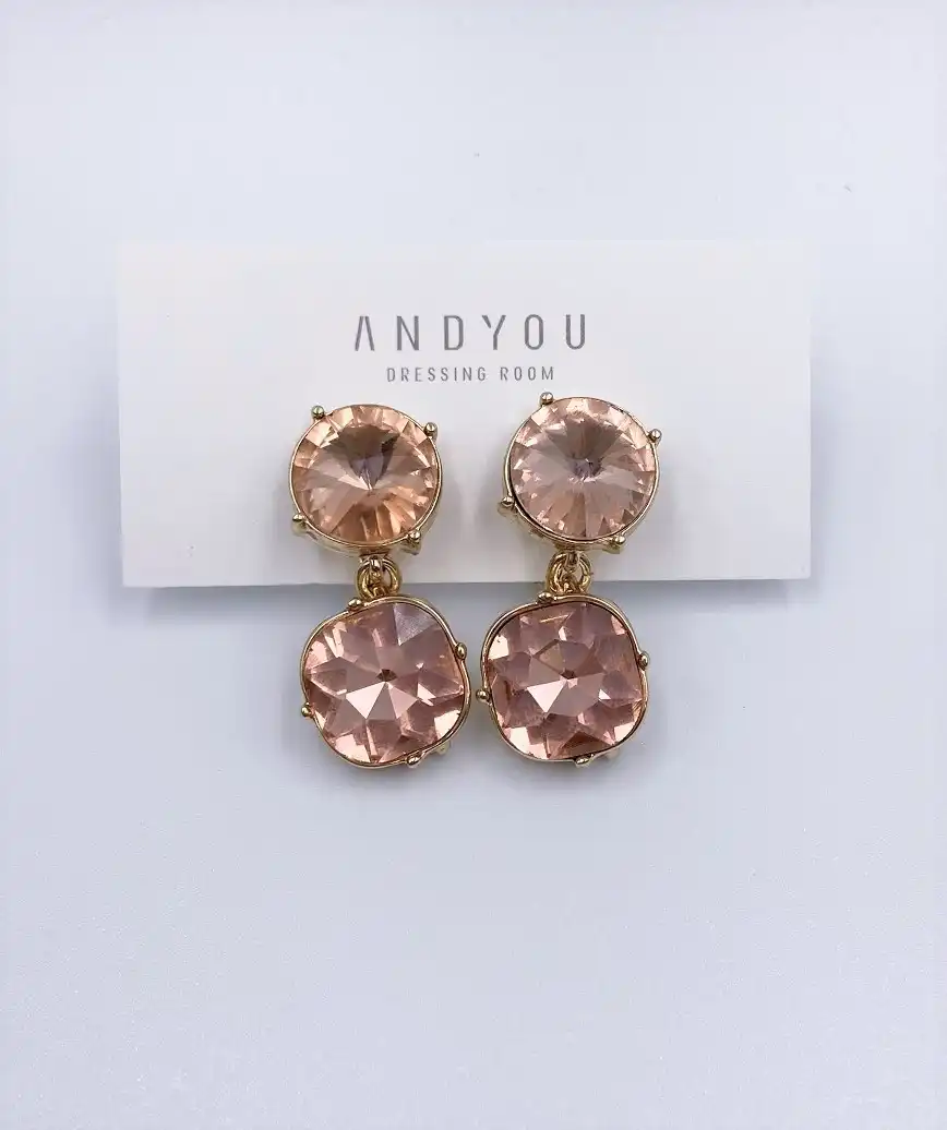 2chain circle bijou Earrings - Pink