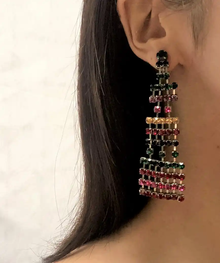 Green Long Drop Earringa