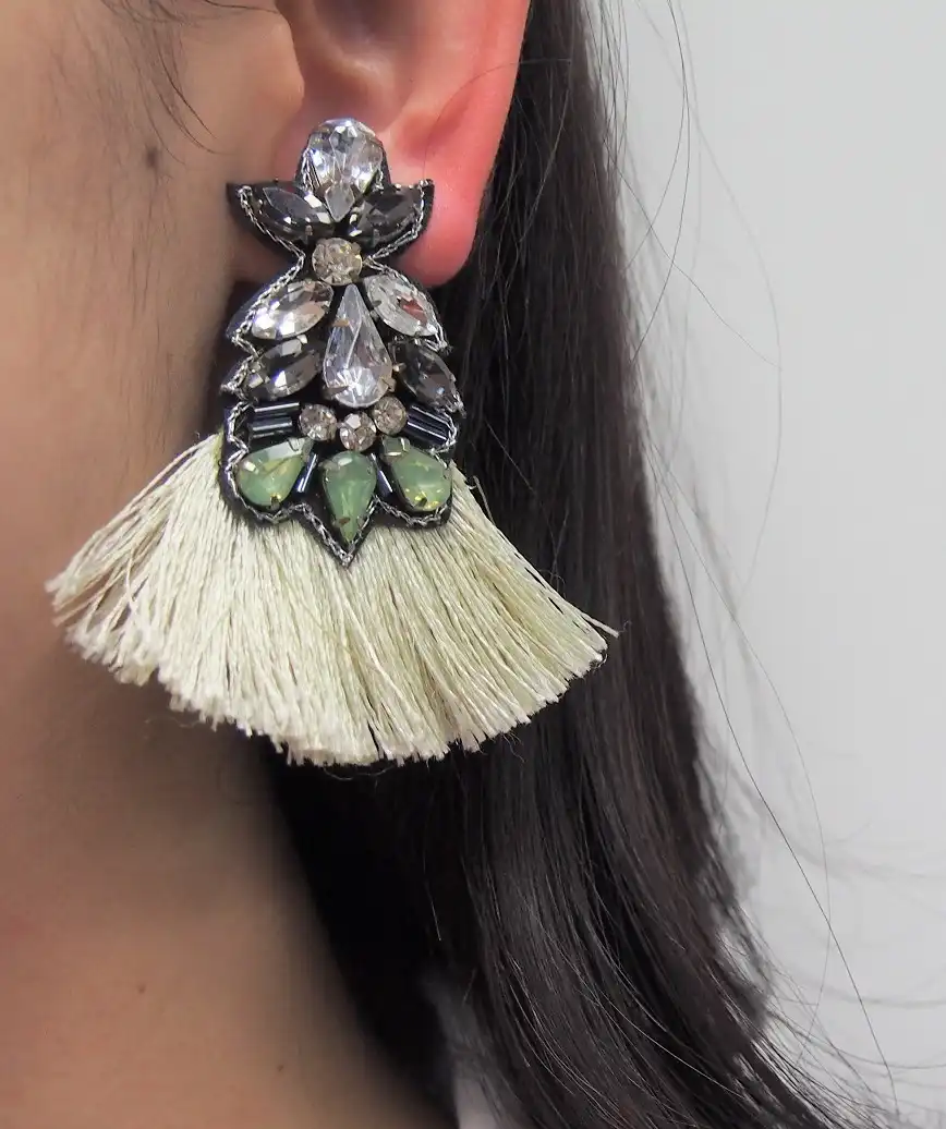 Green Fringe Earrings