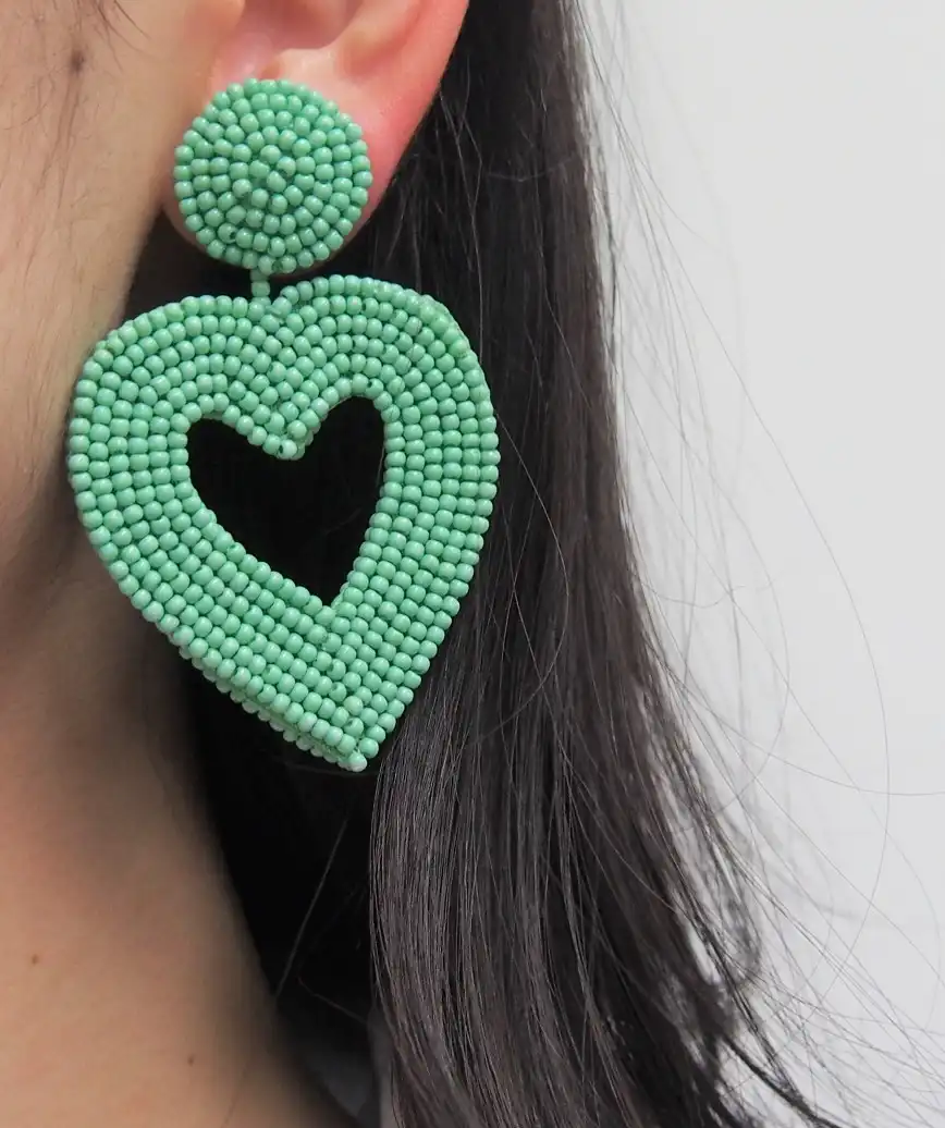 Vionnet Heart Drop Earrings-Green