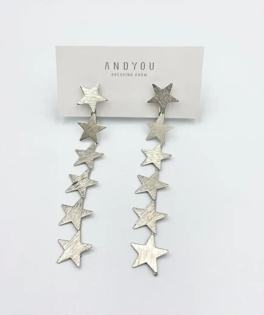 6chain silver star Earrings